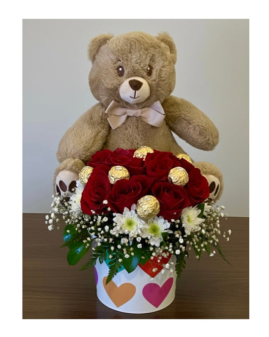 Osito con Rosas y Ferreros